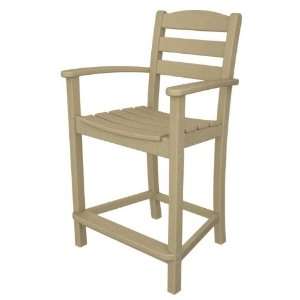   Cafe Outdoor Patio Counter Arm Chair   Khaki: Patio, Lawn & Garden