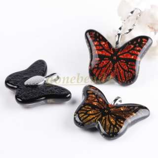 30x38mm Butterfly Dichroic Lampwork Glass Pendant Charm  