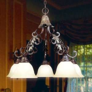   Five Light Fixture In Cracked Bronze With Silver Finish   5 Bulbs