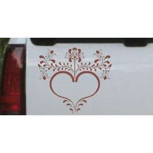Brown 24in X 21.3in    Heart with Flowers And Vines Car Window Wall 