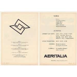   Aeritalia Merger Fiat Aerfer Aircraft Space 2 Page Print Ad (51996