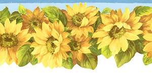 SUNFLOWERS Floral DIE CUT TEXTURED WALL PAPER BORDER  