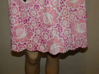 LILLY PULITZER Strapless Dress Pink & White Belted Scalloped Size 2 
