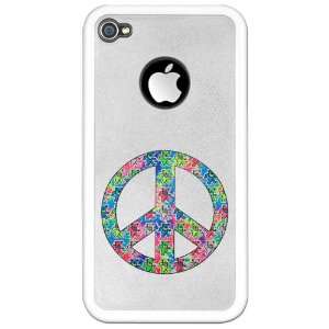 iPhone 4 or 4S Clear Case White Tye Dye Peace Symbol Physchedelic 