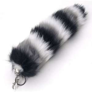   Tone White/grey/black Faux Fox Tail Keychain 12 Everything Else