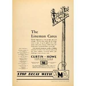 1930 Ad Curtin Howe Corp ZMA Pressure Treatment Lineman   Original 