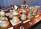 Schach Edles Schachspiel aus Holz 54 x 54 cm Handarbeit