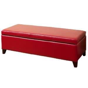  Stratford Red Leather Storage Ottoman Furniture & Decor