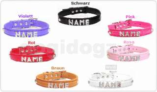 Hundehalsband ROSA mit NAME +6 Glamour Buchstaben *NEU*  