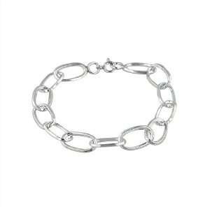    Sterling Silver Oval Open Links Bracelet Size: 7.5: Jewelry