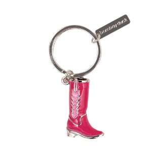  Bombay Red Cowboy Boot Colored Enamel Charm Key Ring 