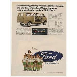 1968 Ford Club Wagon Kids Campers Print Ad (23966) 