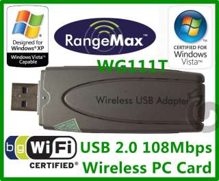 NETGEAR WG111T RANGEMAX™ 108MBPS WIRELESS G USB ADAPTER  