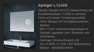 Neu ! Design Spiegel mit LED Beleuchtung und Uhr 0903  