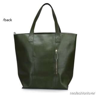 New Real Napa Calfskin Leather Simple OL Shoulder Tall Tote Bag 