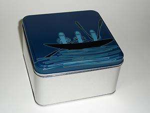 Moomin Blue Square Jar with Lid Martinex Finland number 1  