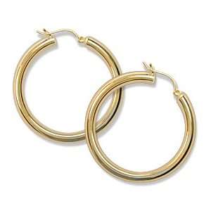   Karat Gold 4mm Polished Hoop Earring: Gold and Diamond Source: Jewelry