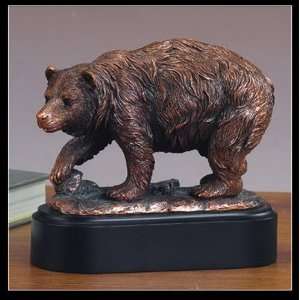 Bronze Sculpture of a Bear   6 Tall x 7 Wide   Woodtone Base 7 x 3 