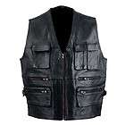 mens leather motorcycle biker riding zipper vest new Size 44