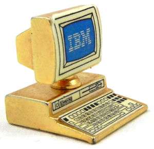 Miniature GOLD TONE IBM COMPUTER Keyboard Monitor RARE  