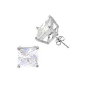   in Prong Setting With White Cubic Zirconia Princess Cut 8 mm Jewelry