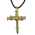 Necklace   Triple Nail wire Cross   SS w/Gold Finish   18 Leather 