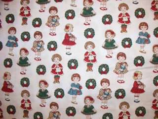 VINTAGE PAPER DOLLS CHRISTMAS HOLIDAY COTTON FABRIC  