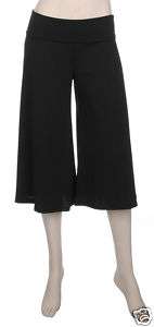 Black Short Gaucho Boho Wide Pants Plus 1X 2X 3X  