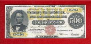 COPY of US CURRENCY 1922 LARGE $500 GOLD Paper Money  