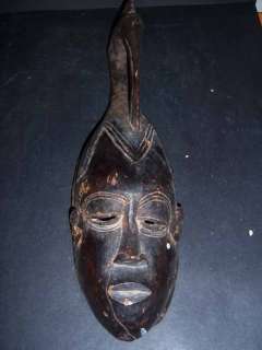 ANTIQUE Wooden African Mask FACE Black BIRD HEAD W263 QQ  