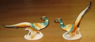 Figurines Ceramic Pheasants Pair Decorative Vintage  