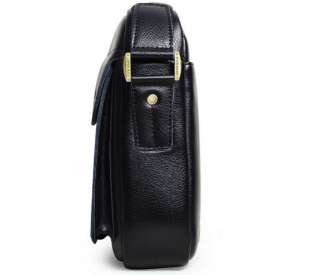 Auth Mens BOLO Black Genuine Leather Messenger Classic Shoulder Bag 