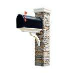  Gray Stacked Stone Mailbox Post, Brace & Curved 