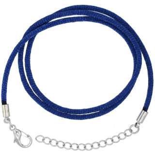 Blue Silk Rope Necklace Satin Snake Cord Chain 18  