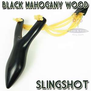 Black Mahogany Wood Slingshot Outdoor Hunting Catapult Hunter Pocket 