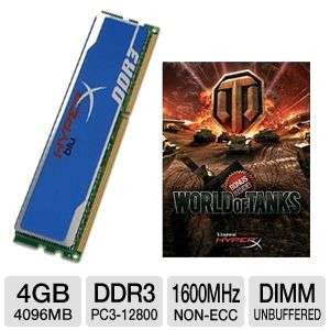 Kingston 4GB DDR3 1600MHz Desktop Memory Module and World of Tanks PC 