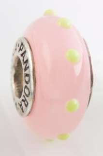 NEW* Authentic Pandora Pink w/ Lime Seeing Spots Bead *RETIRED 
