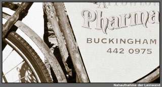 Leinwand Bild Altes Fahrrad Apotheke Sepia Nostalgie  