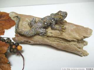 Tierfigur silber Lurch Echse Salamander Baum Formano  