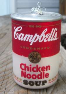 Campbells Chicken Noodle Soup Can Blown Glass Ornament  