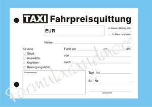 Blocks TAXI Fahrpreis Quittung,Taxiquittung 100 Blatt  