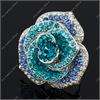 Blue flower crystal rhinestone fashion jewelry ring  
