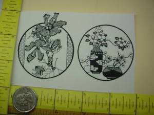 circles with vases & leaves unmounted rubber stamps  