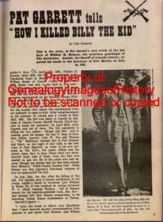 Pat Garrett Kills Billy The Kid   w History & Genealogy  