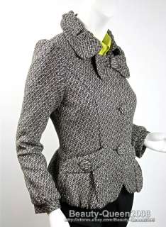 NWT Wool Tweed Jacket Coat Blazer Black Petite XXS/XS  