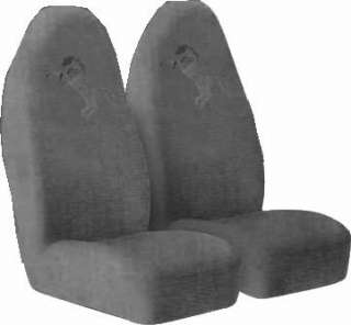 2PC CHARCOAL HIGH BACK SEAT COVERS GREY MUSTANG HORSE  