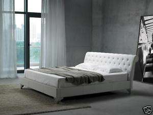 MODERN San Remo WHITE Leatherette BED QUEEN LooK   