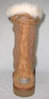 UGG Suburb Crochet Chestnut Brown Boots 6 8 UK 4.5 6.5  