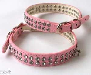 Schickes Rosa Strass Halsband für Hunde/Katzen 47cm WOW  
