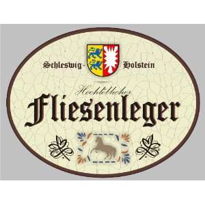 Holzschild Fliesenleger   Wappen Schleswig  Holstein (18 x 14 cm 
